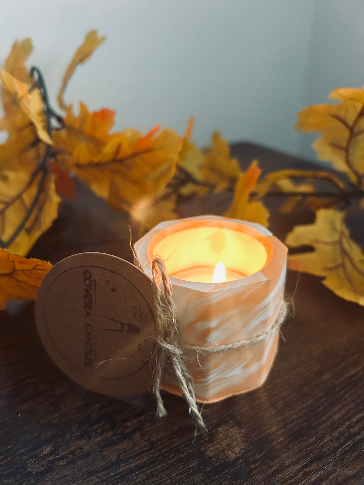 Orange Marble Tealight Holder
