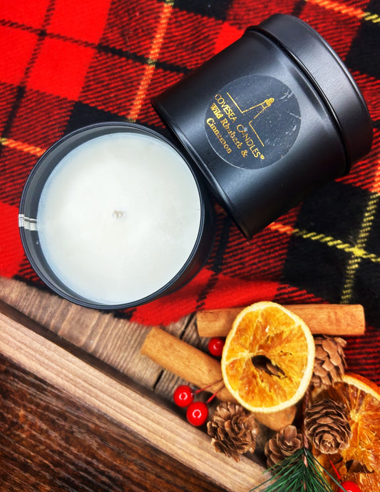 Wild Rhubarb & Cinnamon Luxury Black Tin Candle