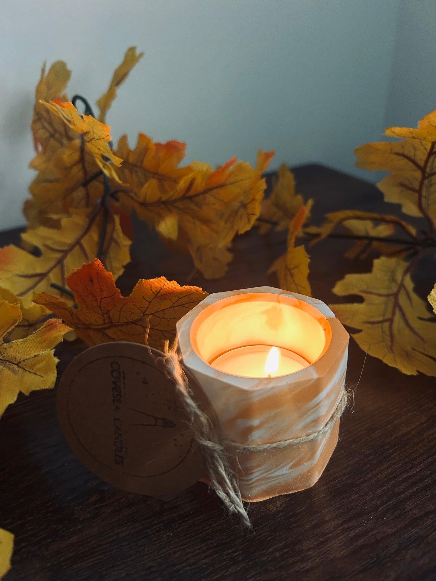 Orange Marble Tealight Holder