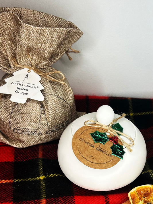 Spiced Orange Santa Sack White Chubby Pot Candle