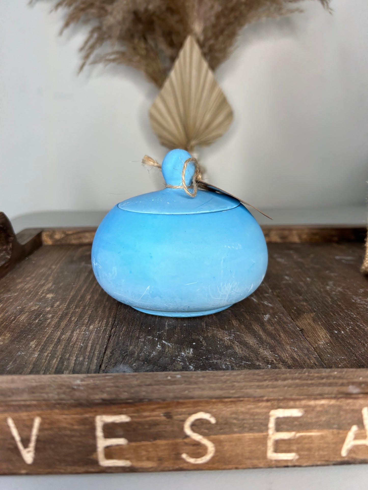 Blue Chubby Pot Candle