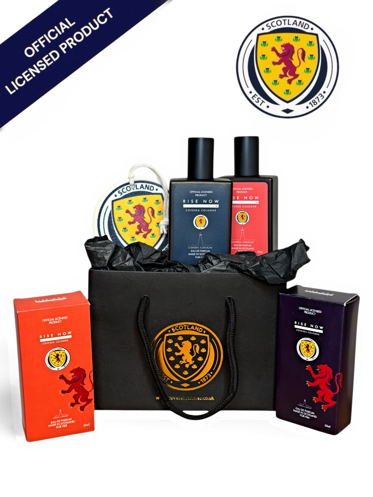 HIS & HER GIFT SET Official Scotland National Teams Fragrance Rise Now ‘26 Eau De Parfum For Him & For Her + 2 Car Air Fresheners + Gift Bag
