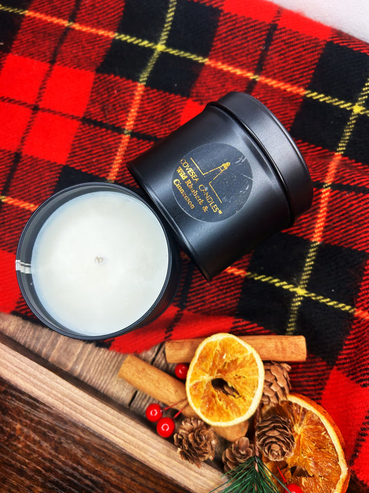 Wild Rhubarb & Cinnamon Black Tin Candle