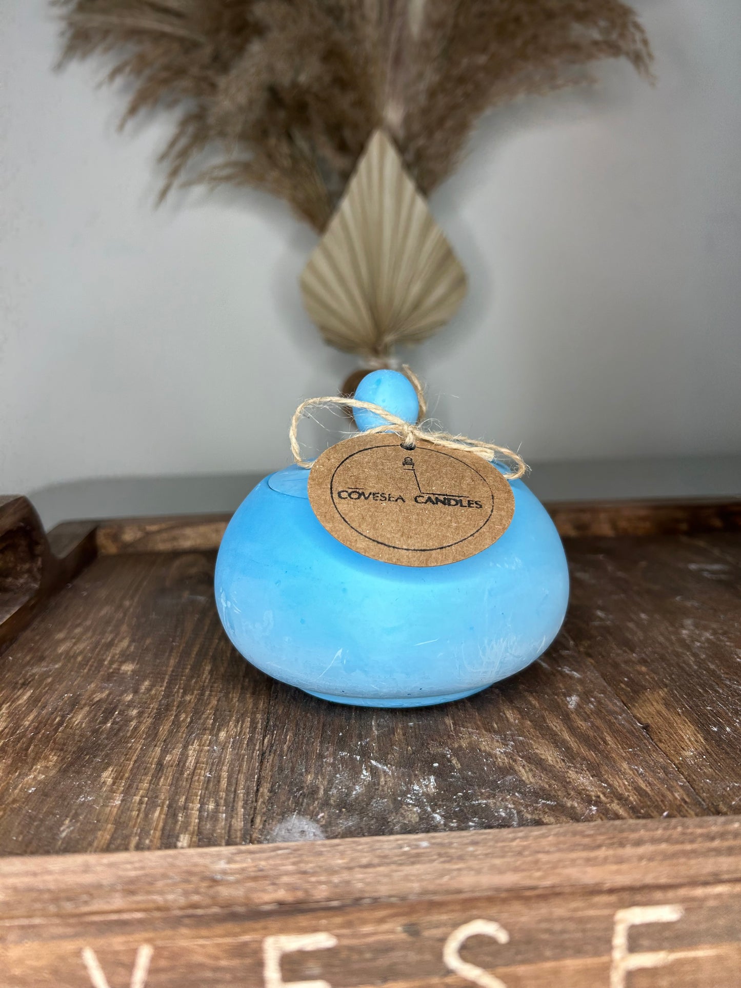 Blue Chubby Pot Candle