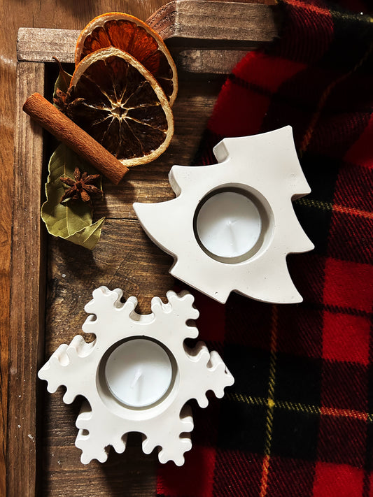 White Christmas Tealight Holders