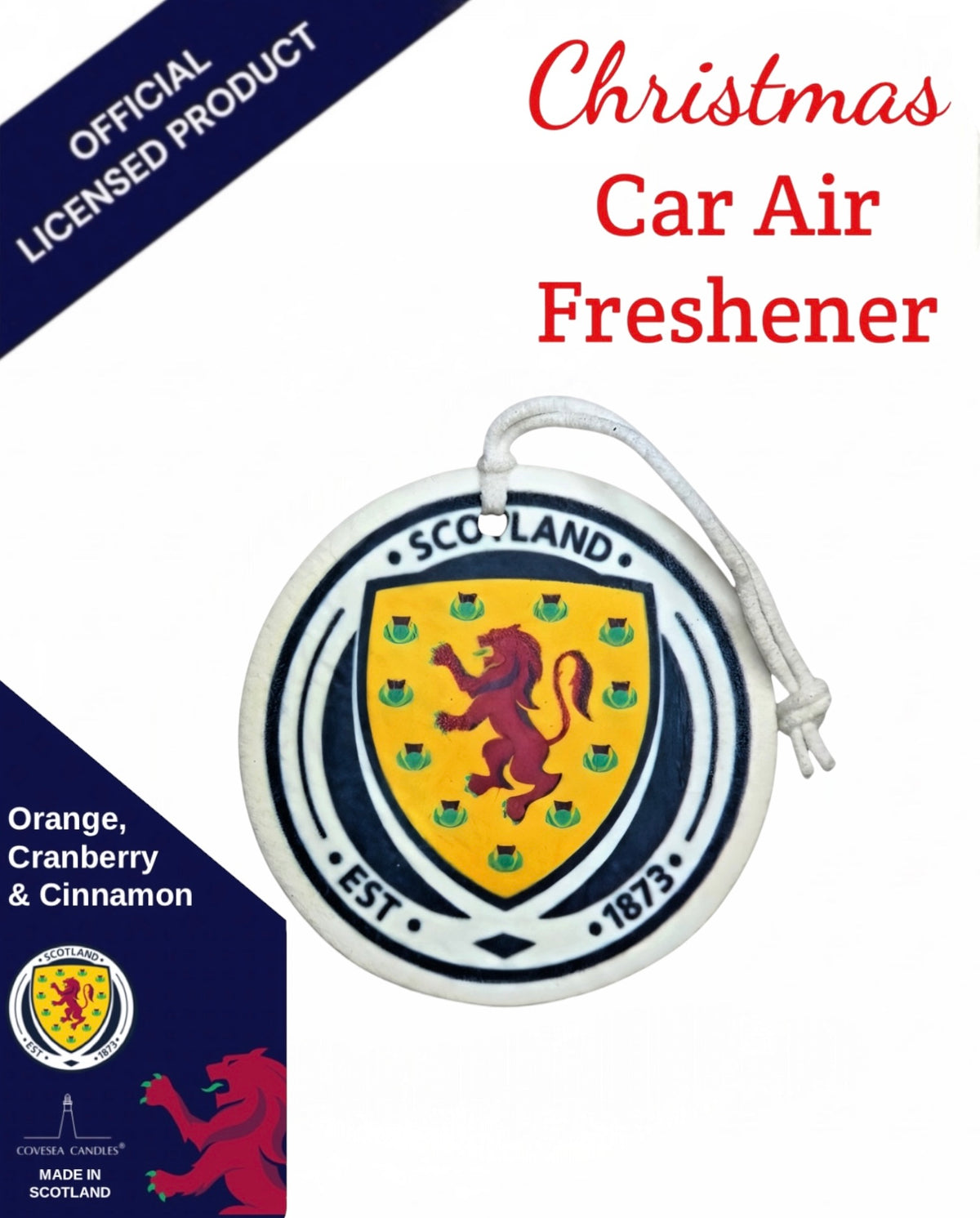 Christmas Official Scotland National Teams Car Air Freshener Orange, Cranberry & Cinnamon
