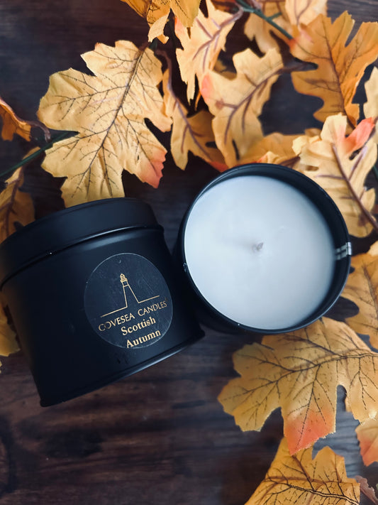 Scottish Autumn Luxury Black Tin Candle
