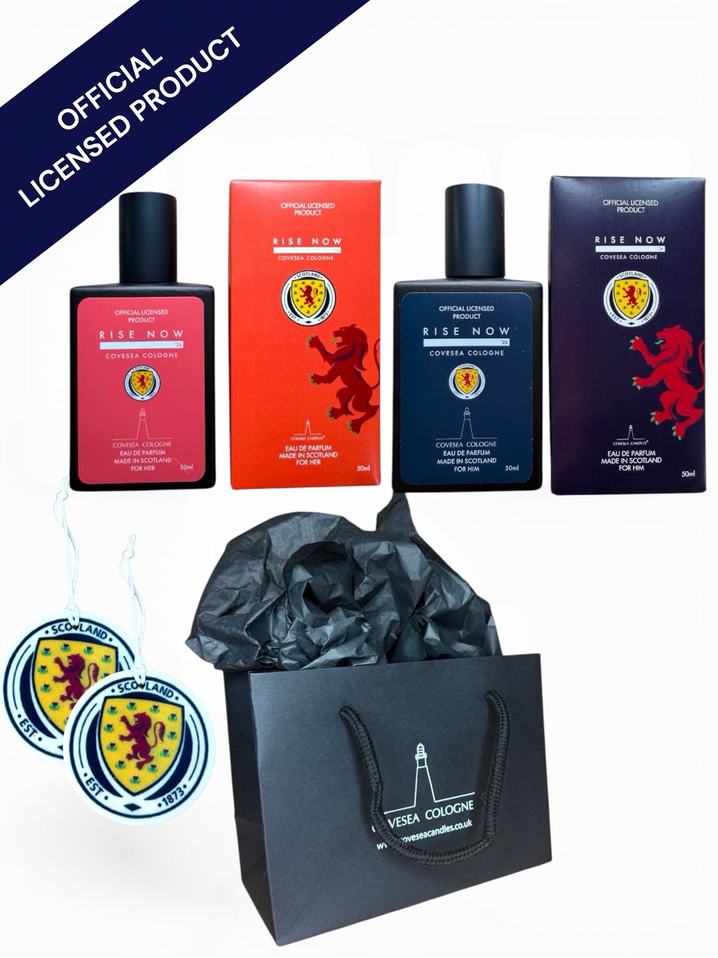 HIS & HER GIFT SET Official Scotland National Teams Fragrance Rise Now ‘26 Eau De Parfum For Him & For Her + 2 Car Air Fresheners + Gift Bag