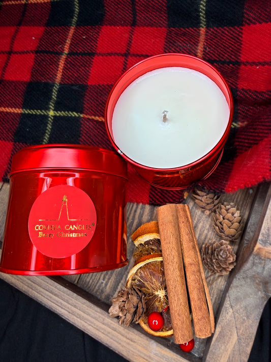 Berry Christmas Luxury Red Tin Candle