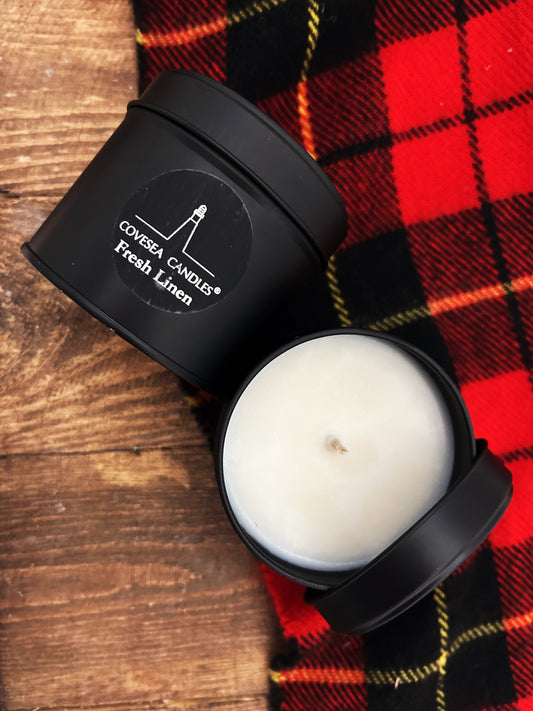 Fresh Linen Spring Luxury Black Tin Candle