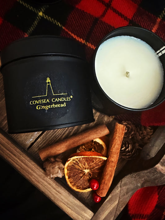 Gingerbread Luxury Black Tin Candle